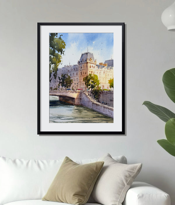 Summer View of Paris Seine and Prefectur