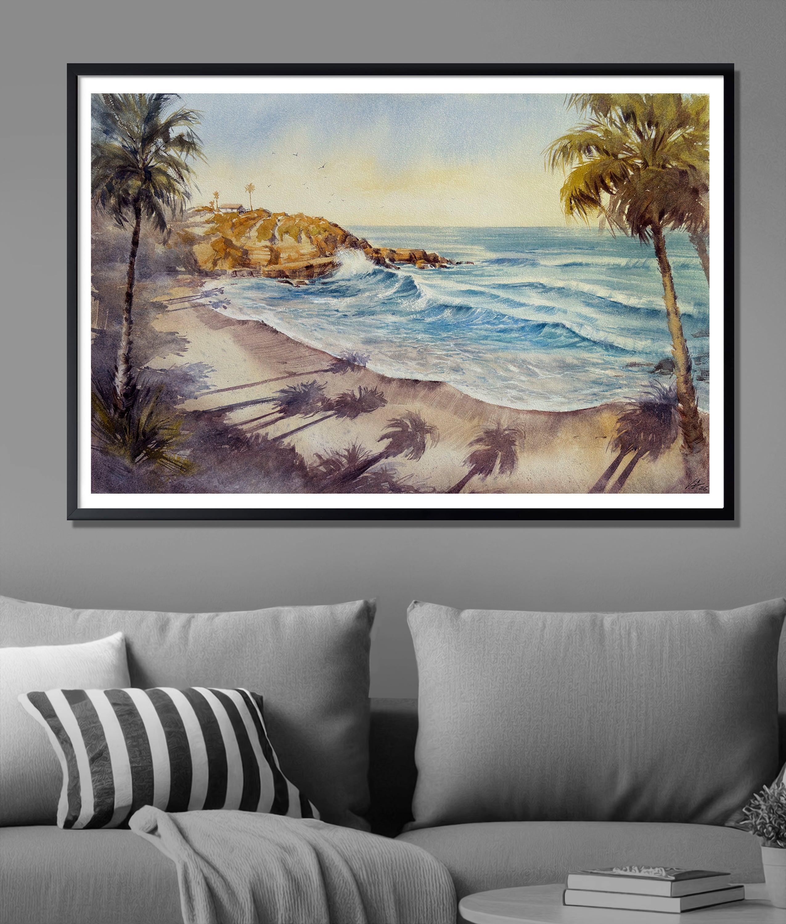 Pacific Gold: Palm Shadows at Sunset