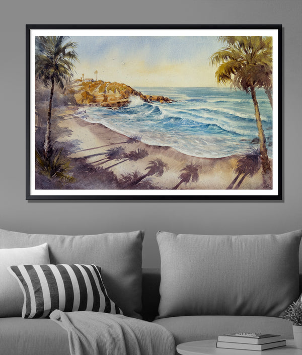 Pacific Gold: Palm Shadows at Sunset
