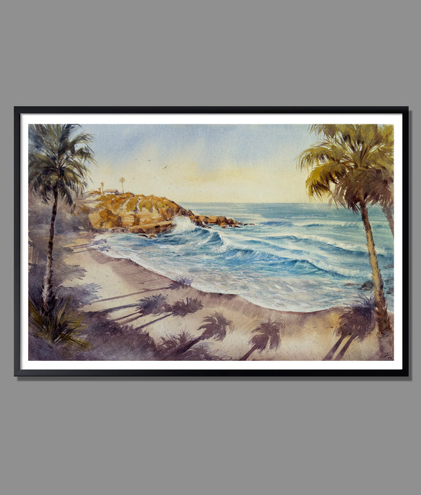 Pacific Gold: Palm Shadows at Sunset