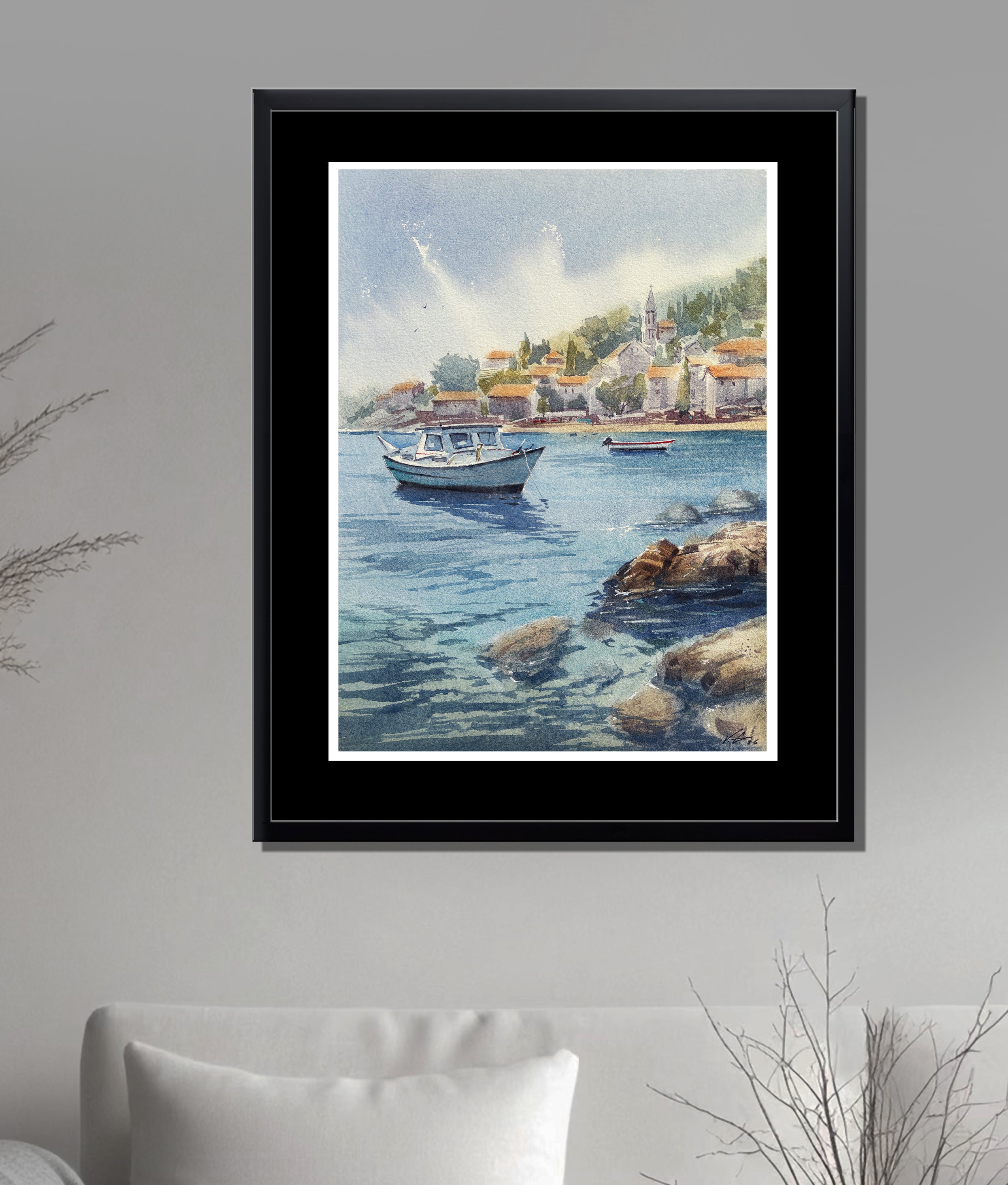 Original Croatia Coastal Watercolor