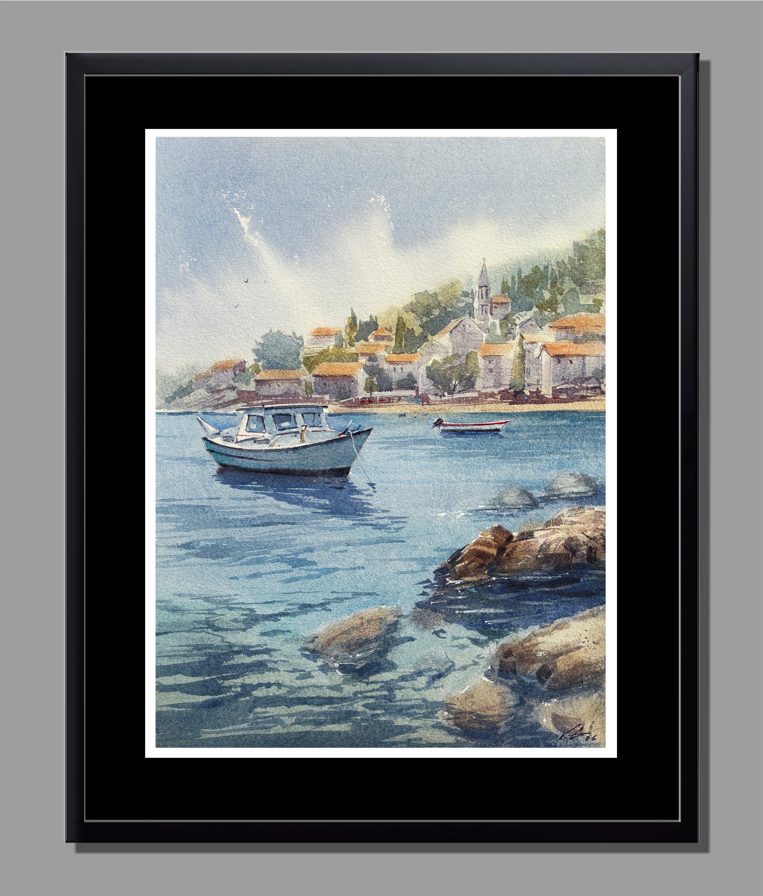 Original Croatia Coastal Watercolor
