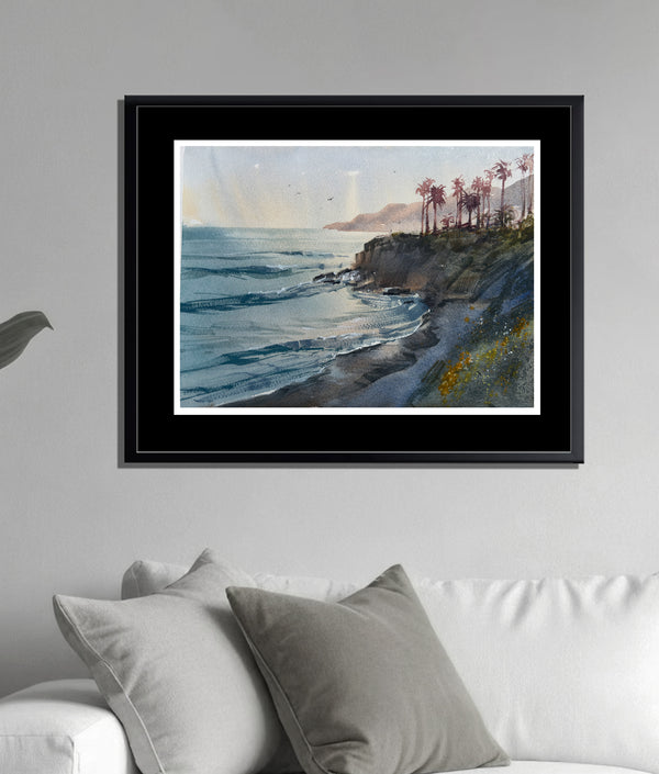 Laguna Beach at Dawn | Original California Watercolor Landscape
