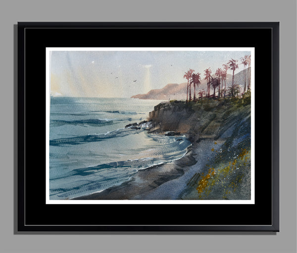 Laguna Beach at Dawn | Original California Watercolor Landscape