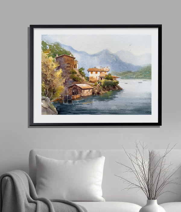 Morning Light on Lake Como Watercolor