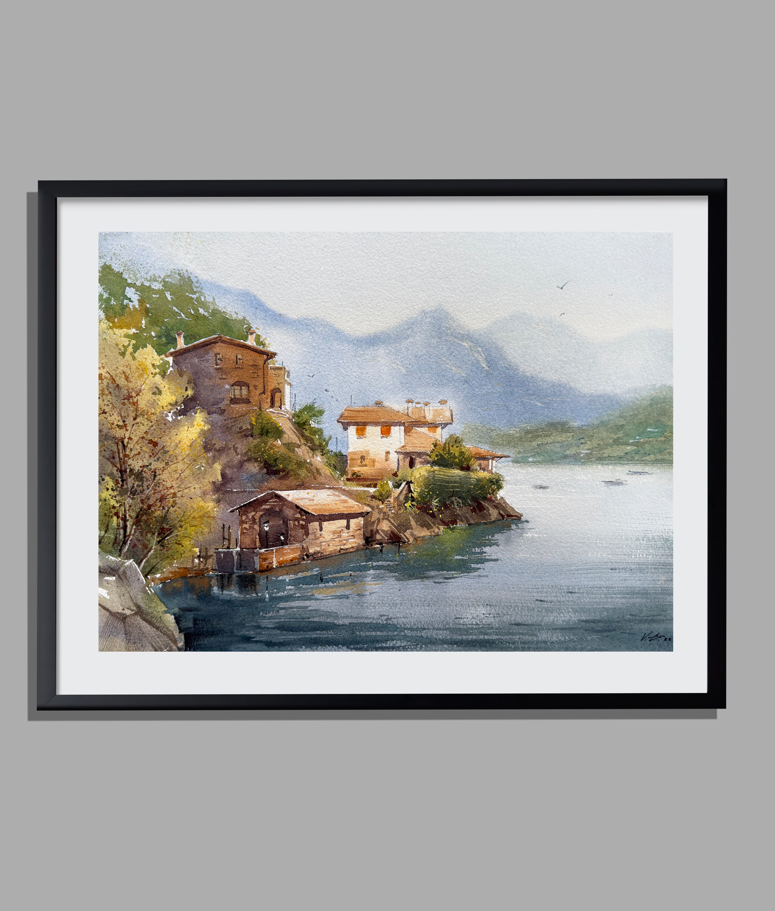 Morning Light on Lake Como Watercolor