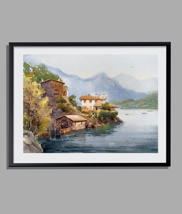 Morning Light on Lake Como Watercolor