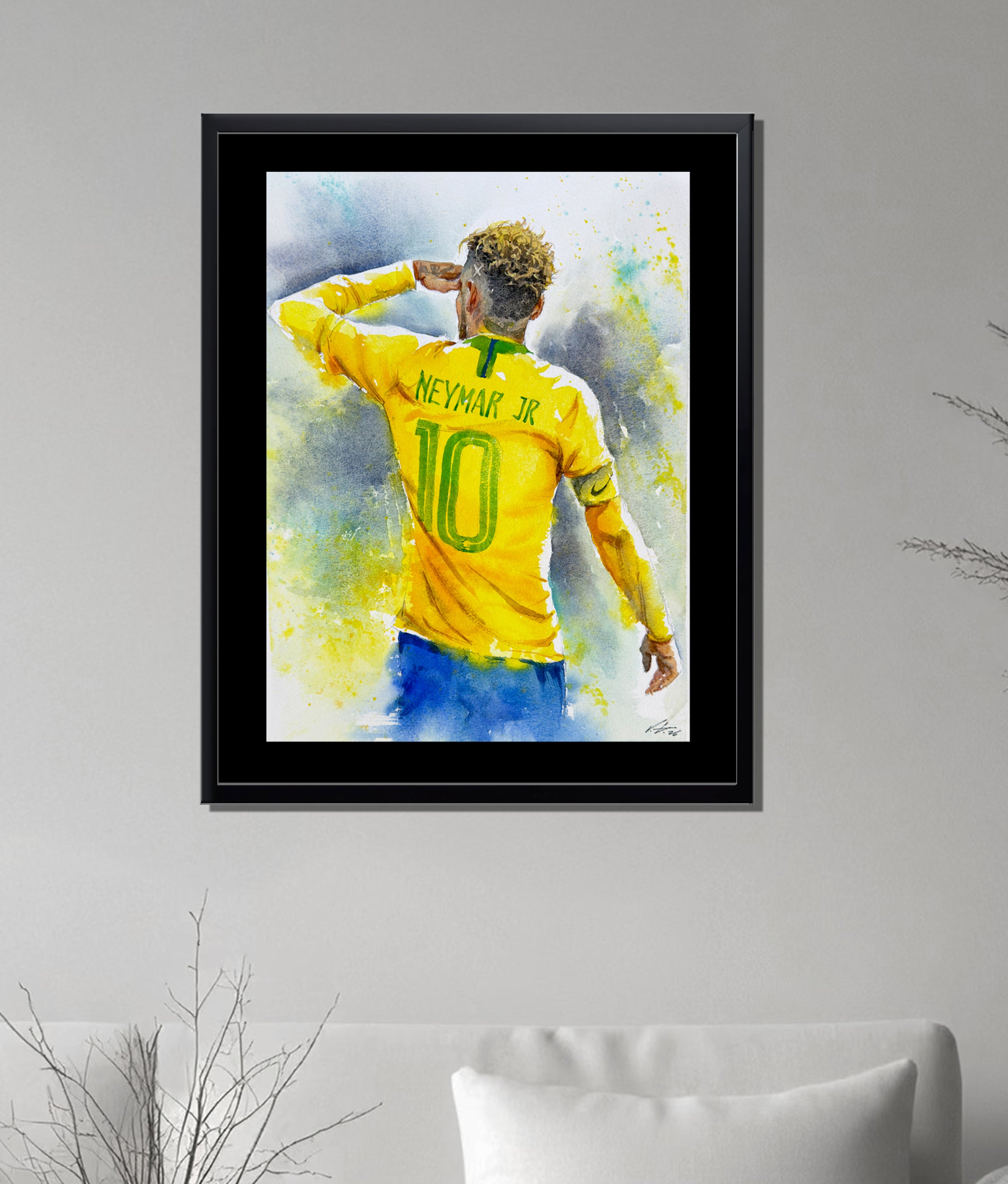 Original Neymar Jr Watercolor — Brazil #10 Art