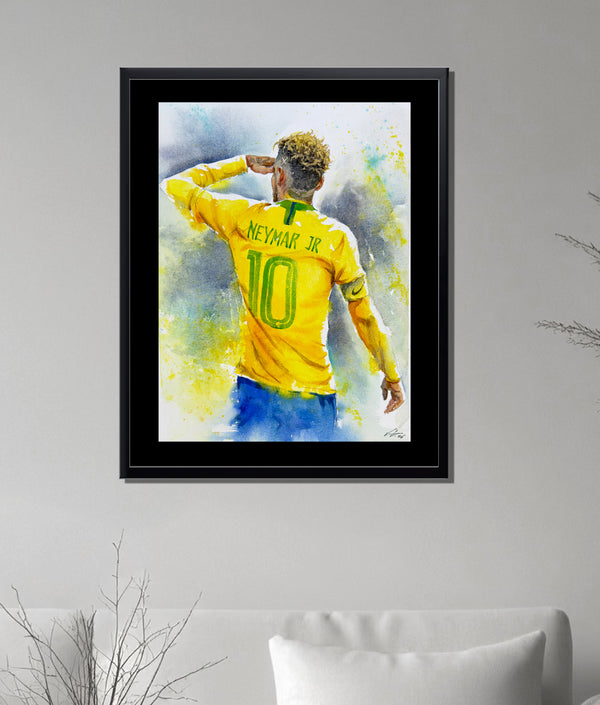 Original Neymar Jr Watercolor — Brazil #10 Art