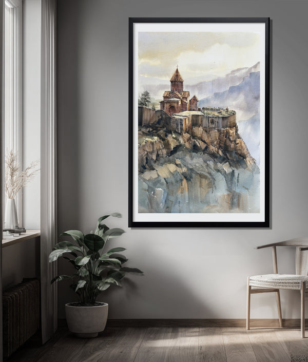 Majestic Tatev Monastery: A Watercolor Tribute to Armenia's Heritage