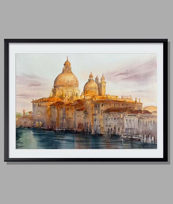 Golden Hour in Venice — Original Watercolor Canal Painting