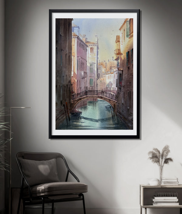 Tranquil Venetian Canal — Original Watercolor Painting
