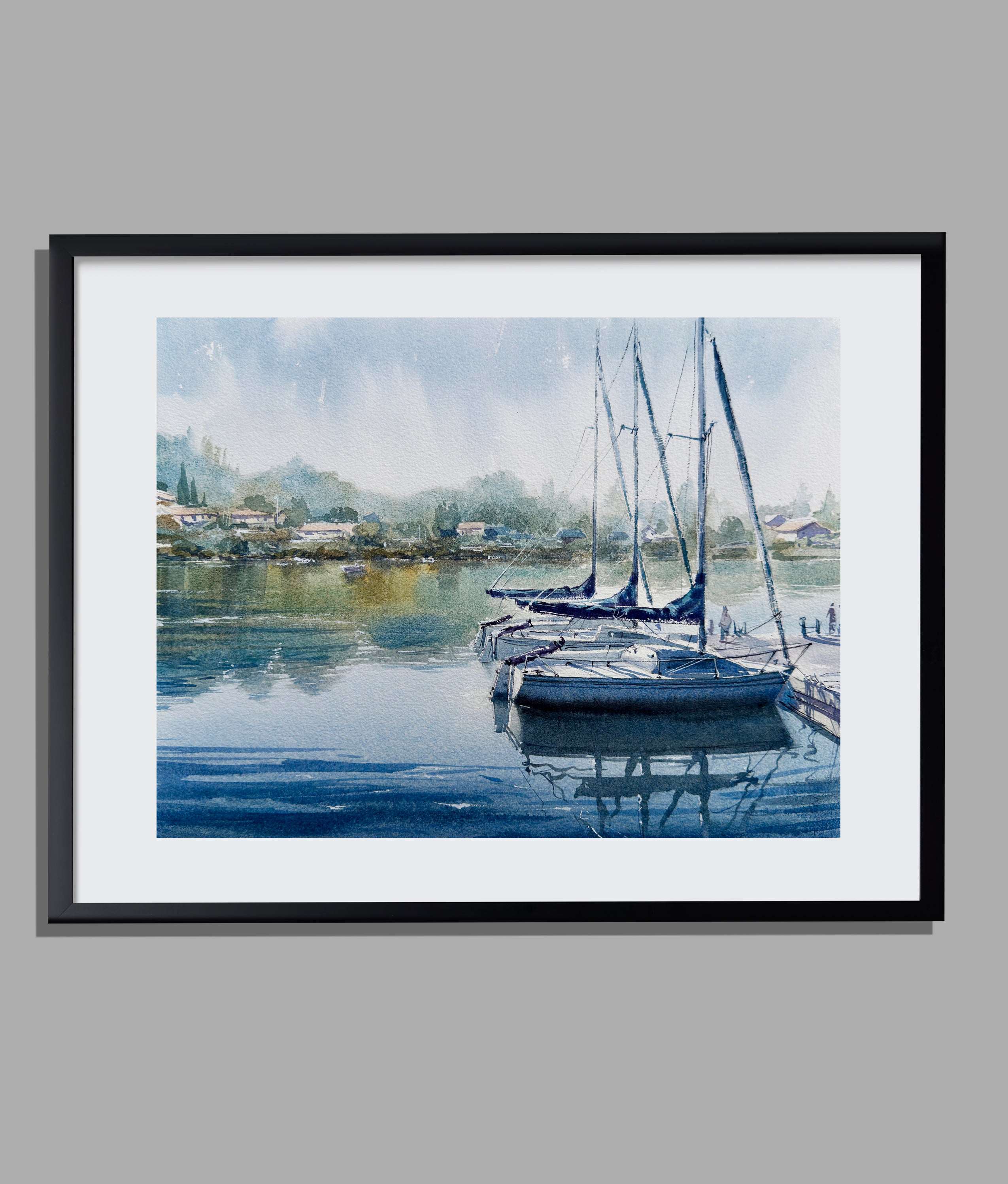 Westlake Harbor Morning — Westlake Village Watercolor Harbor Painting