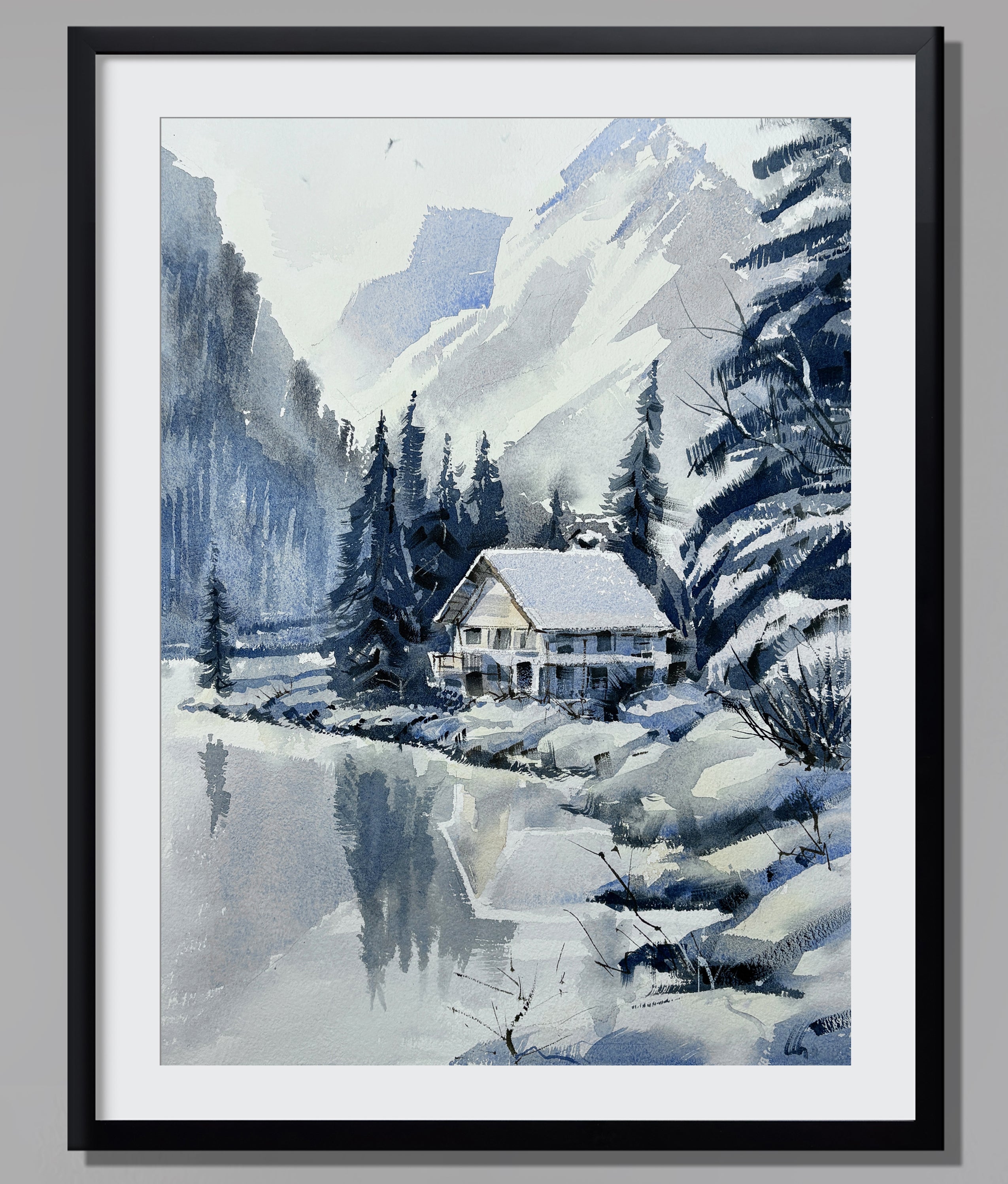 Cabin by the Frozen Lake