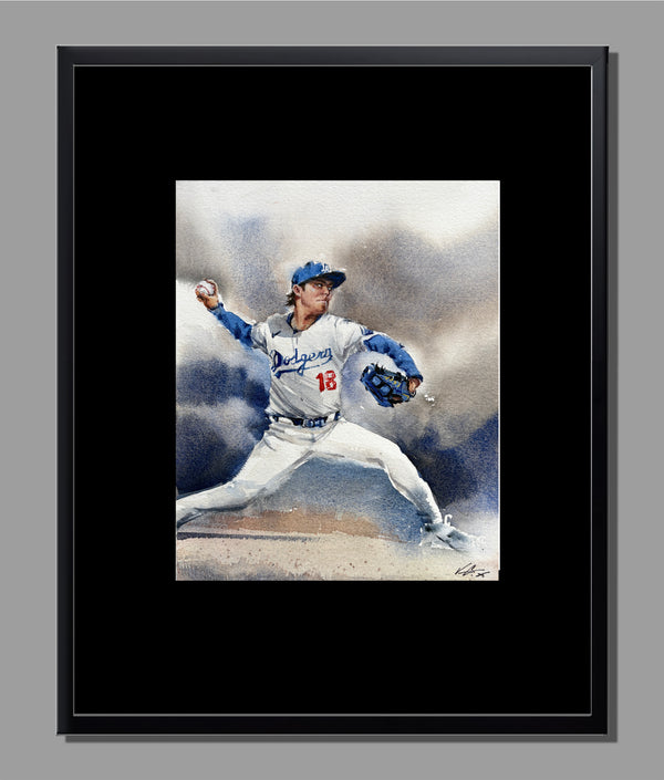 Yamamoto Dodgers MVP Watercolor | Celebrating a Baseball Legend