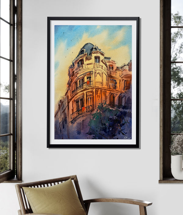 Iconic Sunset on Watercolor Paper